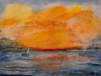 Sailing Home, 2020, Eitempera, 30 x 40 cm. Effi